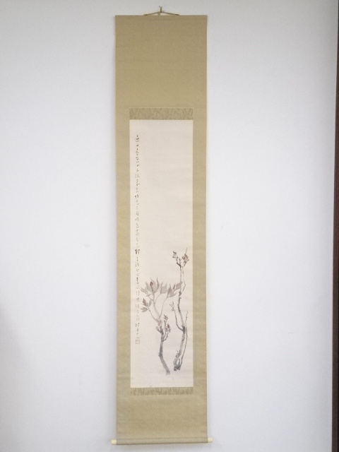 道具 ] - 道具 松林桂月筆 牡丹図 肉筆紙本掛軸（共箱・二重箱）□z